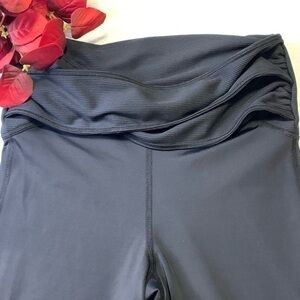 Balera Solid Black Leggings with Waist Twist Detail and Seethrough Bottom Leg, S